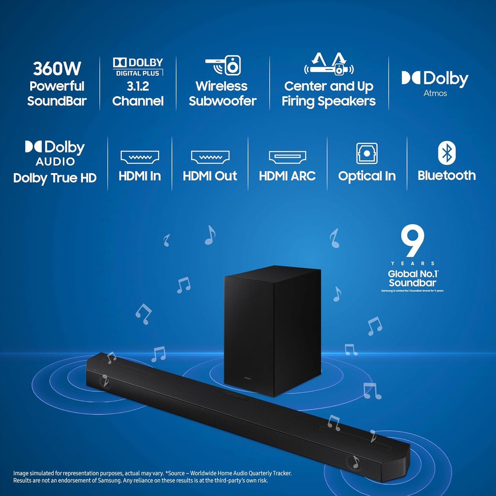 SAMSUNG HW-Q600B/XL 360W Bluetooth Soundbar with Remote (Dolby Audio, 3.1.2 Channel, Black)_11
