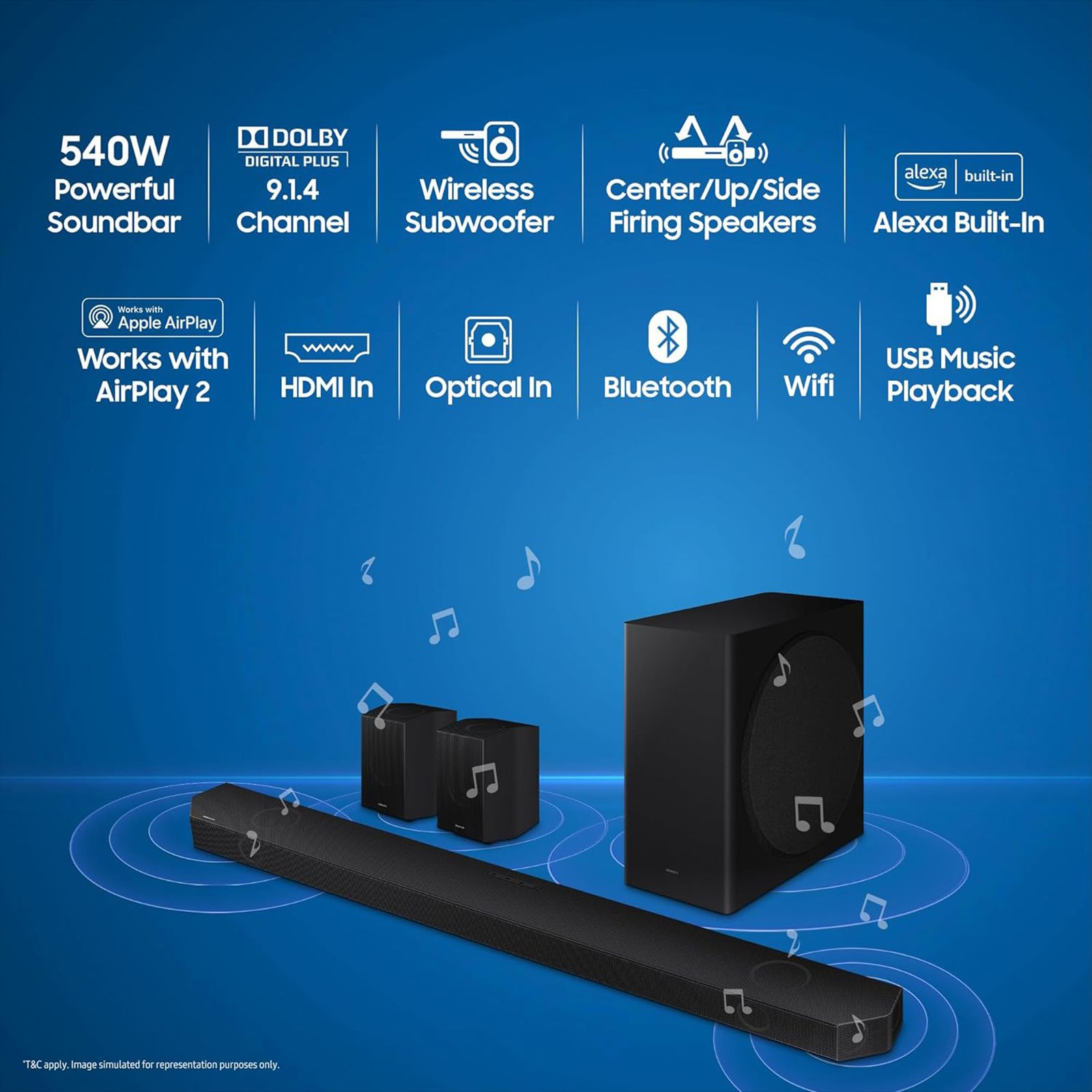 SAMSUNG HW-Q930B/XL 540W Bluetooth Soundbar with Remote (Dolby Atmos Audio, 9.1.4 Channel, Black)_13