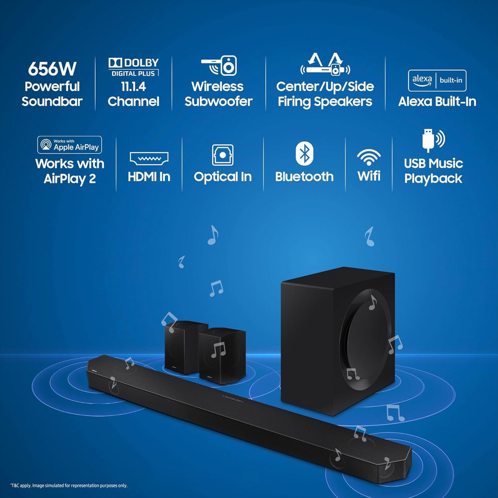 SAMSUNG HW-Q990B/XL 656W Bluetooth Soundbar with Remote (Dolby Atmos Audio, 11.1.4 Channel, Black)_14