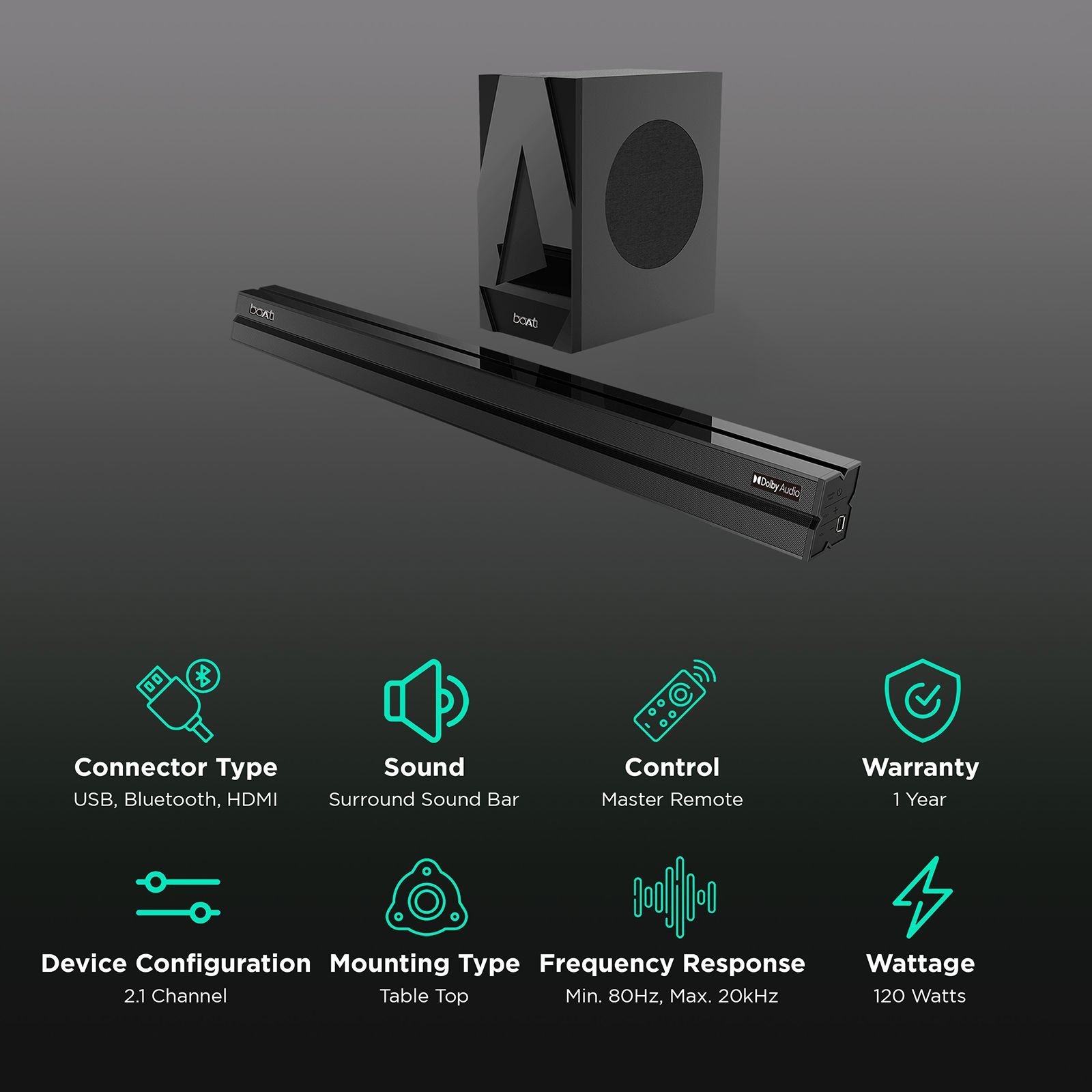 boAt Aavante Bar 1700D 2.1 Channel 120 Watts Surround Sound Bar Home Theatre (Digital Audio Power Amplifier, Black)_2