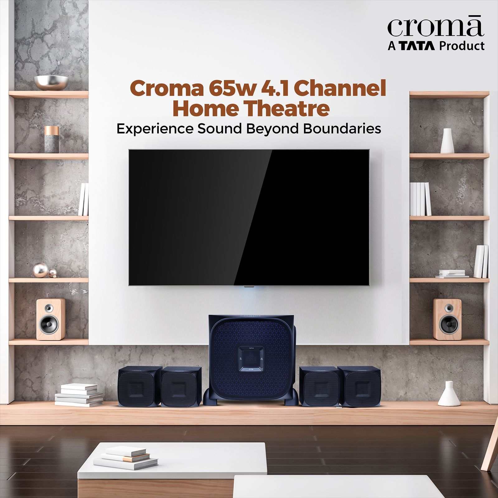 Croma 65W Bluetooth Home Theatre with Remote (Surround Sound, 4.1 Channel, Black)_9
