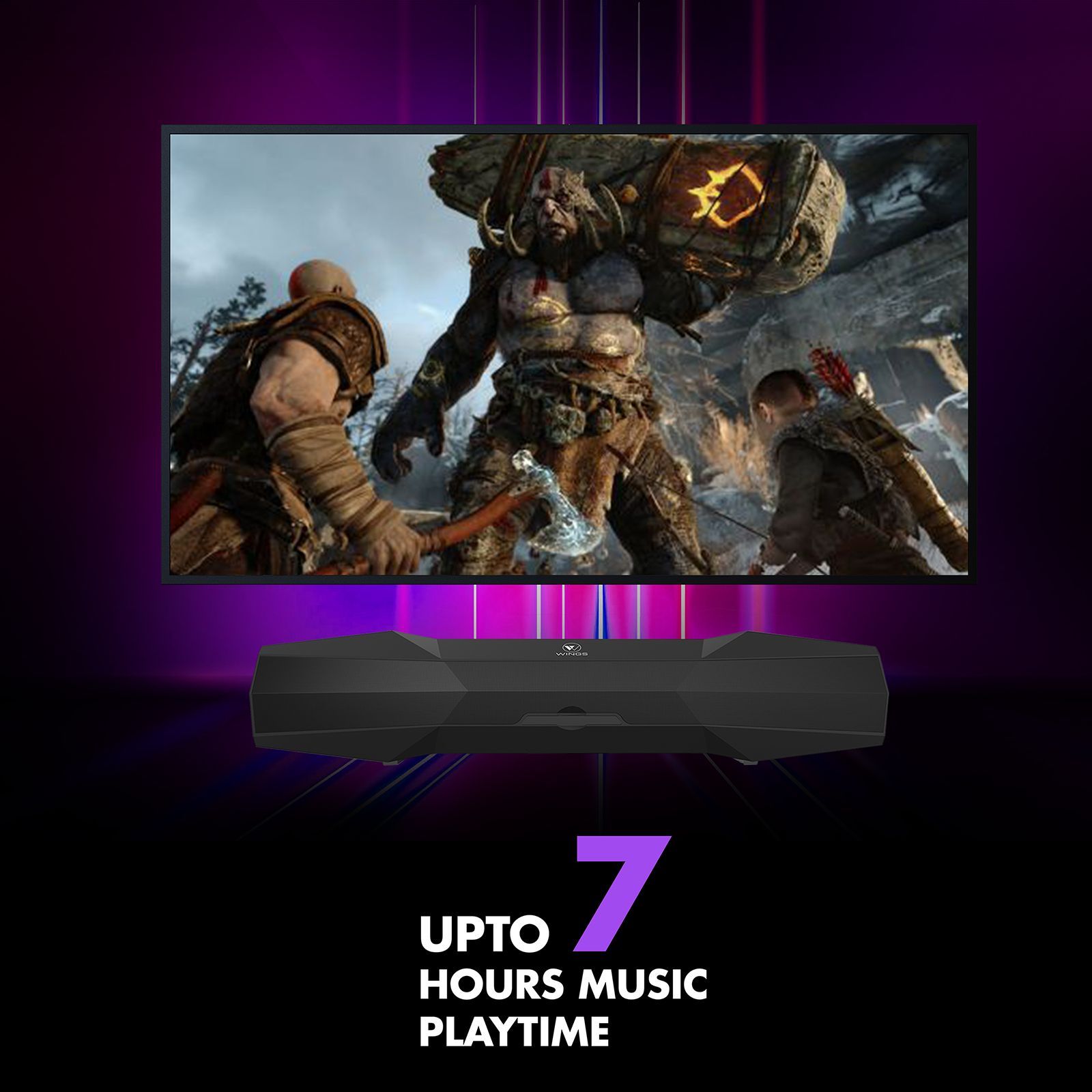 WINGS Center Stage 100 16W Bluetooth Soundbar (Stereo Sound, 2.0 Channel, Black)_9