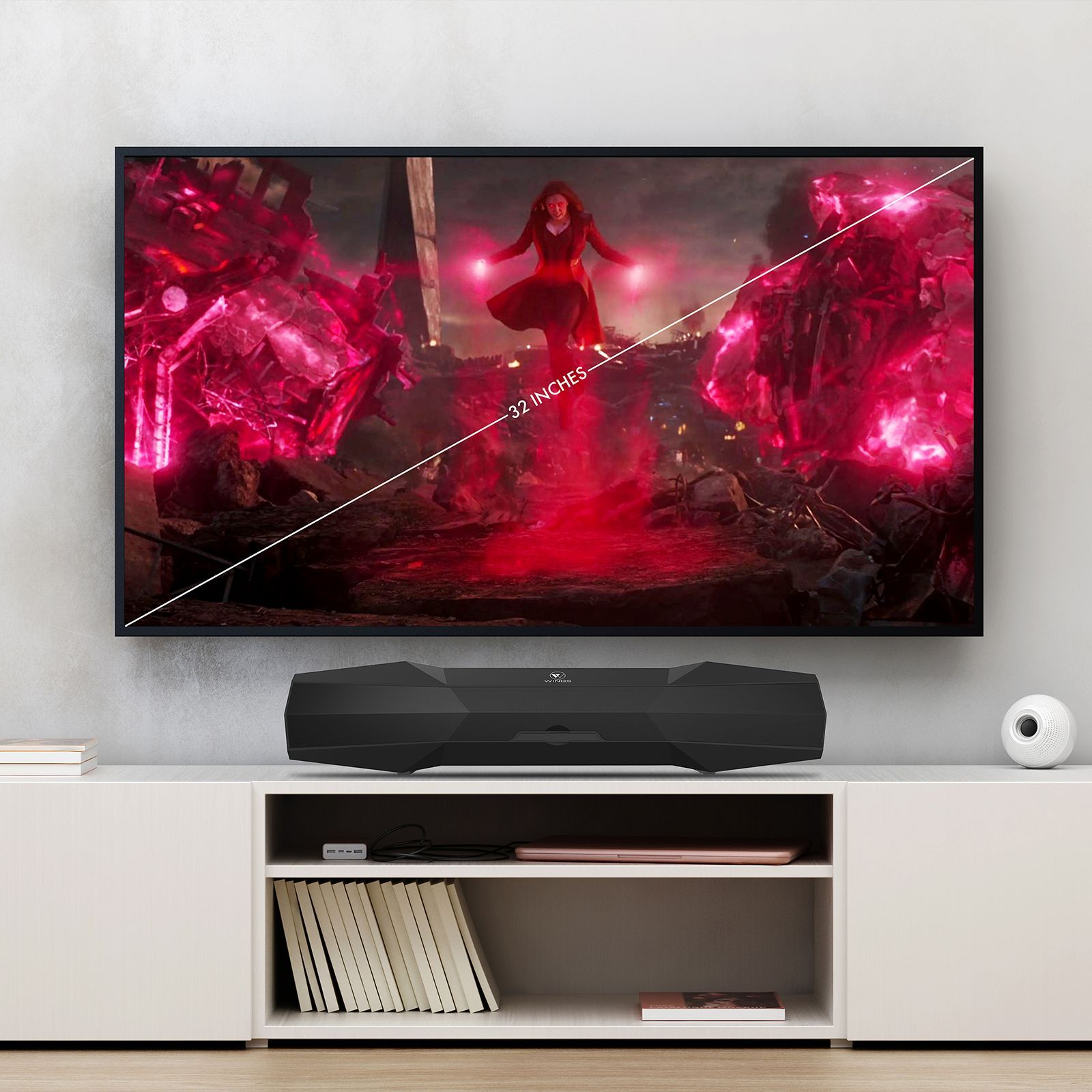 WINGS Center Stage 100 16W Bluetooth Soundbar (Stereo Sound, 2.0 Channel, Black)_15