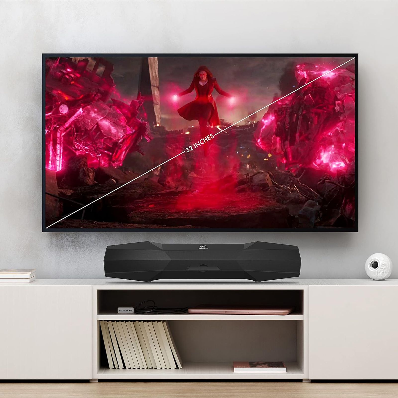 WINGS Center Stage 100 16W Bluetooth Soundbar (Stereo Sound, 2.0 Channel, Black)_3