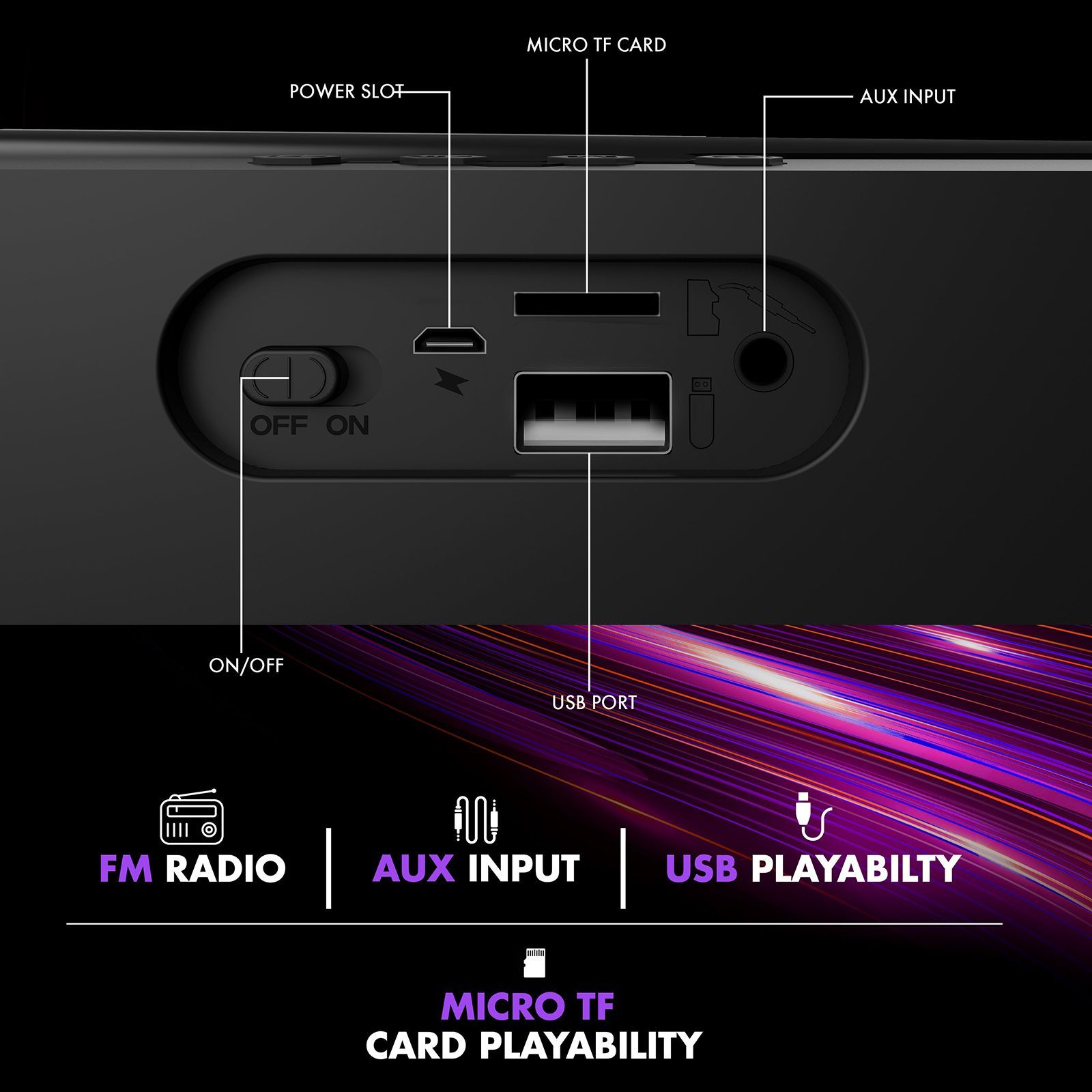 WINGS Center Stage 100 16W Bluetooth Soundbar (Stereo Sound, 2.0 Channel, Black)_5