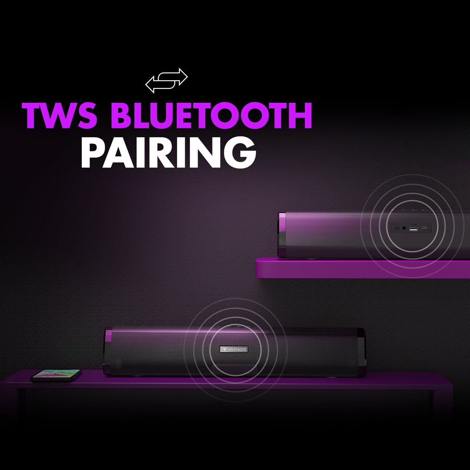 WINGS Center Stage 210 20W Bluetooth Soundbar (Deep Bass, 2.0 Channel, Black) WINGS Center Stage 210 20W Bluetooth Soundbar (Deep Bass, 2.0 Channel, Black)_12