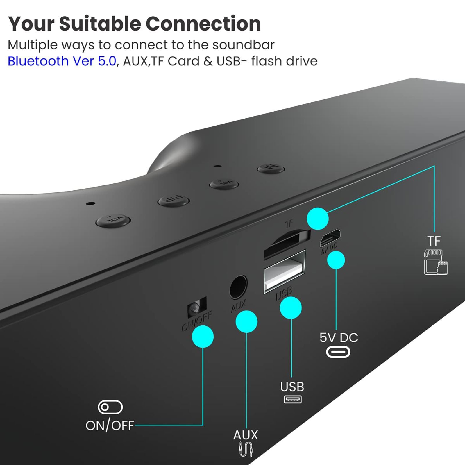 PORTRONICS Decibel 20 16W Bluetooth Soundbar (High Quality Sound, Stereo Channel, Black)_8