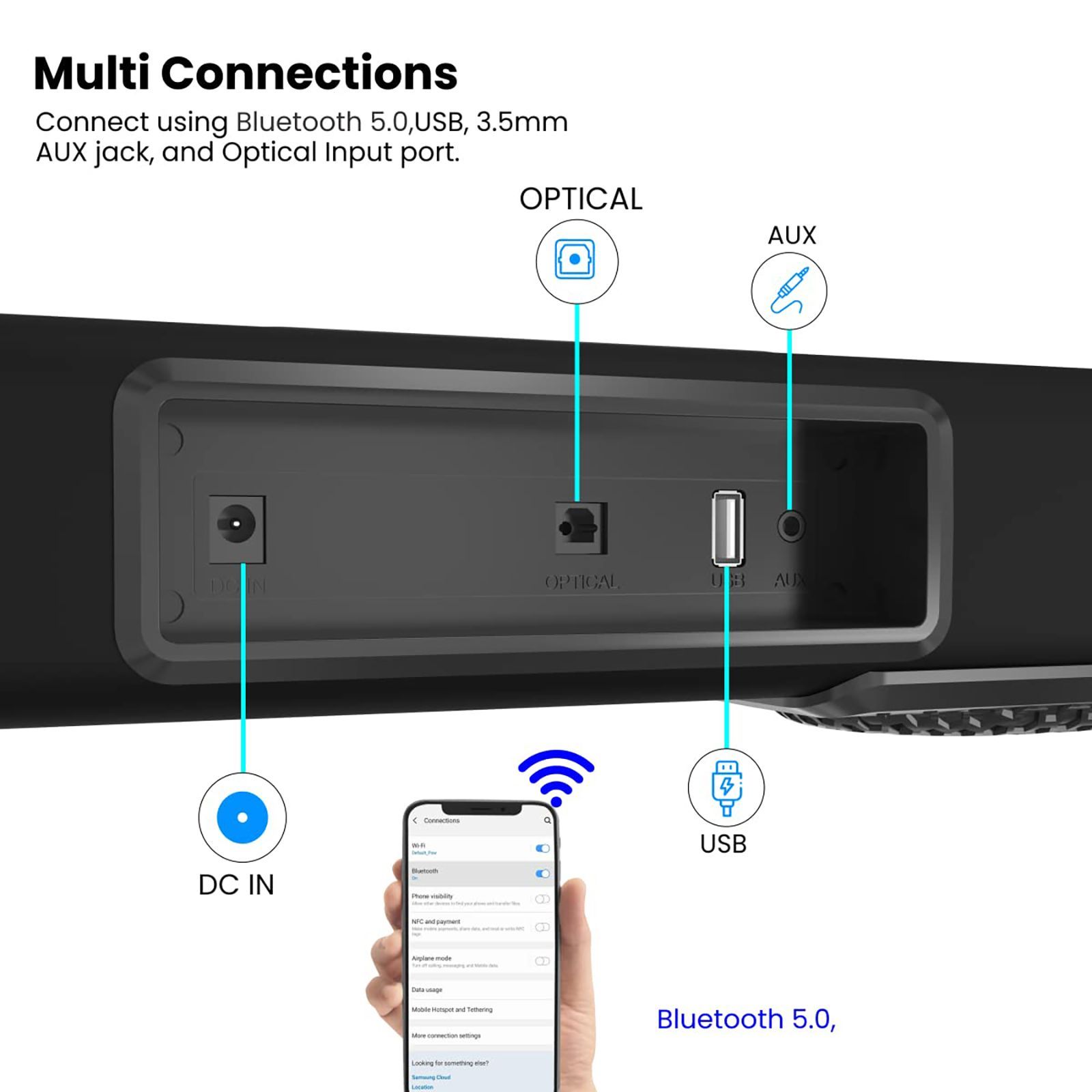 PORTRONICS Sound Slick IV 120W Bluetooth Soundbar with Remote (Surround Sound, 2.1 Channel, Black)_11
