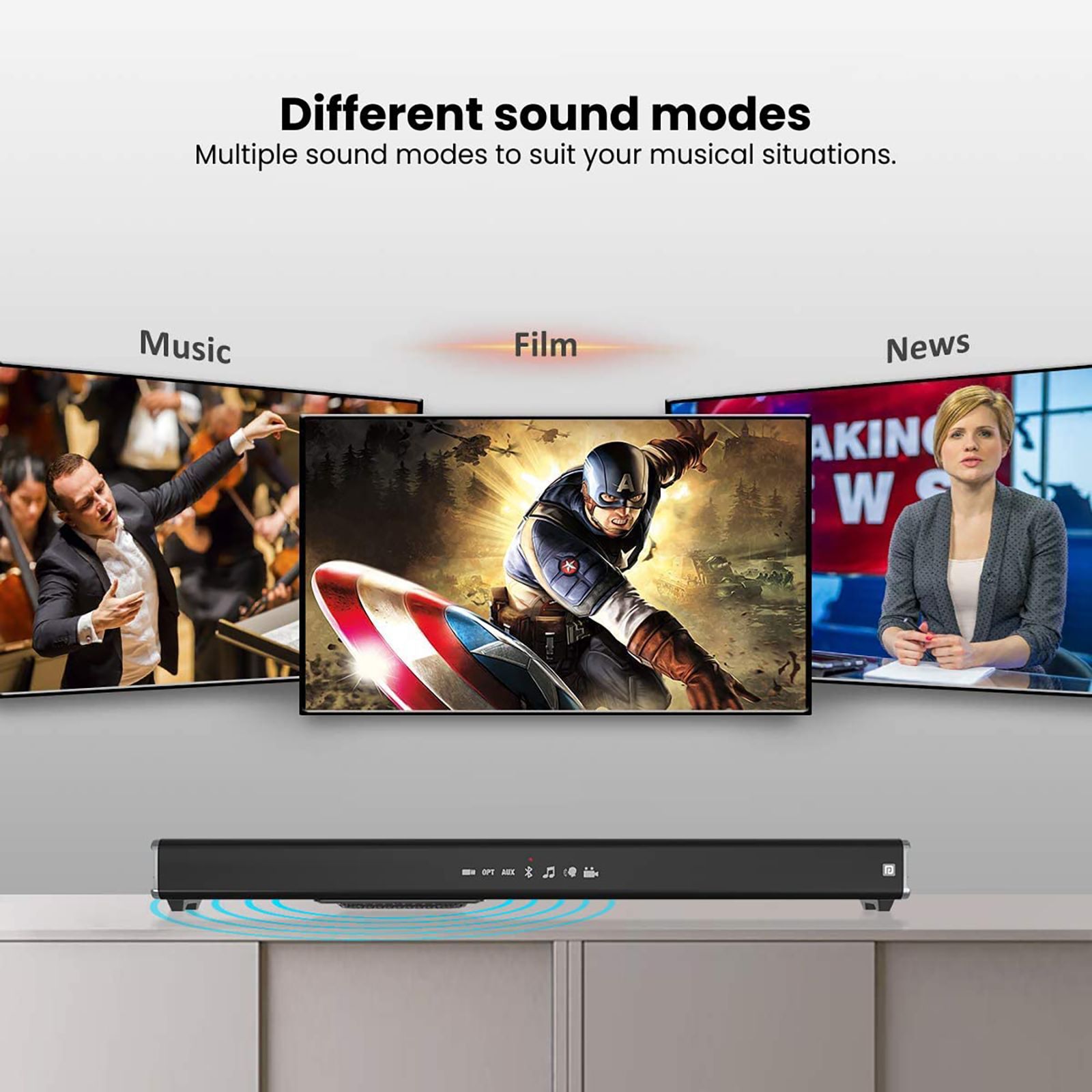 PORTRONICS Sound Slick IV 120W Bluetooth Soundbar with Remote (Surround Sound, 2.1 Channel, Black)_8