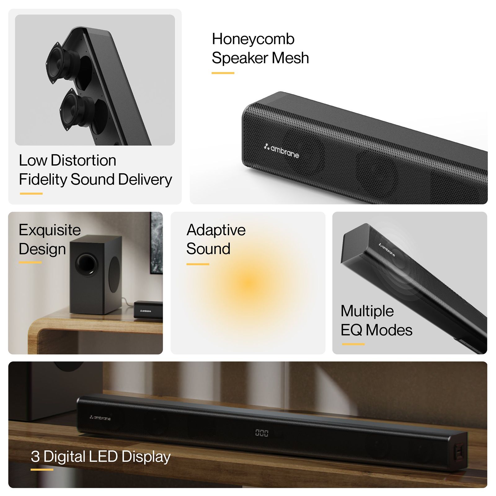 ambrane Evoke Bar 120W Bluetooth Soundbar with Remote (Surround Sound, 2.1 Channel, Black)_7
