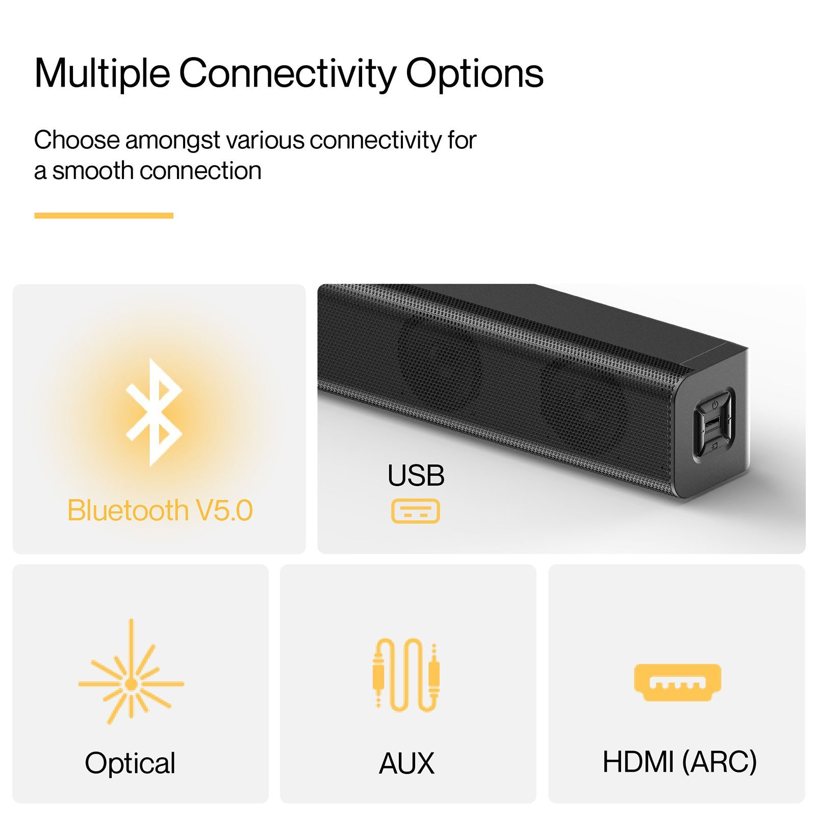 ambrane Evoke Bar 120W Bluetooth Soundbar with Remote (Surround Sound, 2.1 Channel, Black)_8