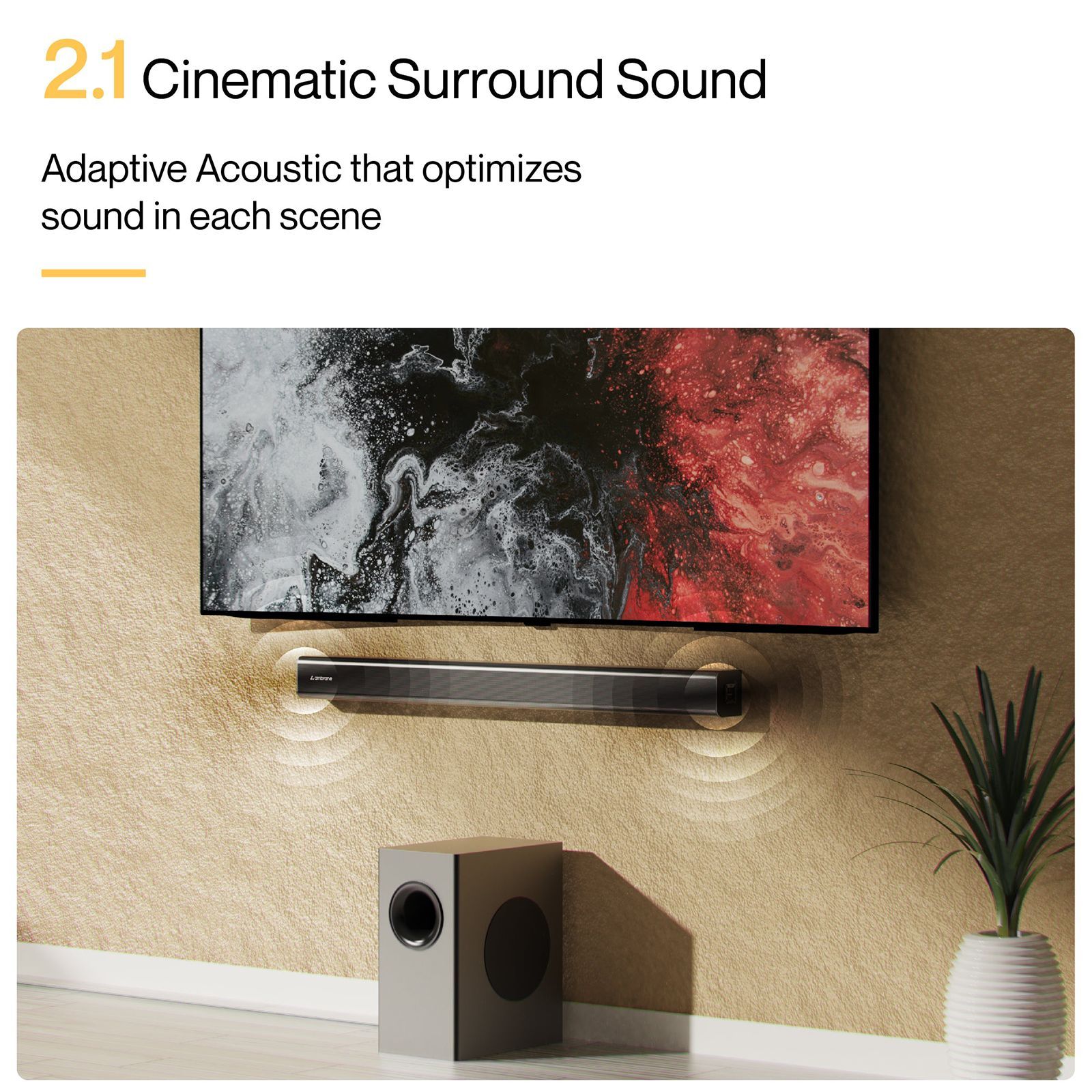 ambrane Evoke Bar 120W Bluetooth Soundbar with Remote (Surround Sound, 2.1 Channel, Black)_12