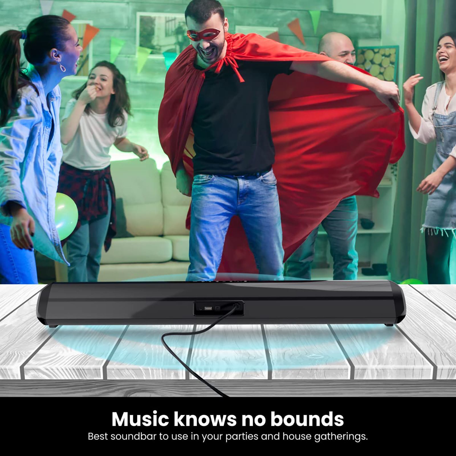 PORTRONICS Sound Slick 6 60W Bluetooth Soundbar with Remote (Virtual 3D Surround Sound Technology, Black) PORTRONICS Sound Slick 6 60W Bluetooth Soundbar with Remote (Virtual 3D Surround Sound Technology, Black)_6