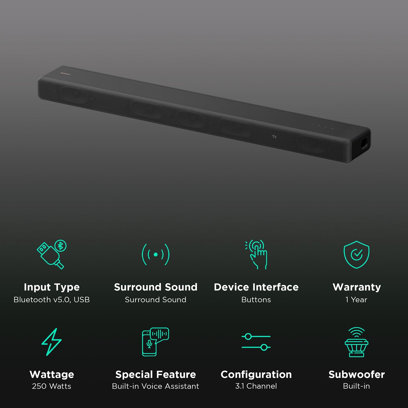 SONY HT-A3000 250W Bluetooth Soundbar with Remote (Dolby Digital, 3.1 Channel, Black)_2