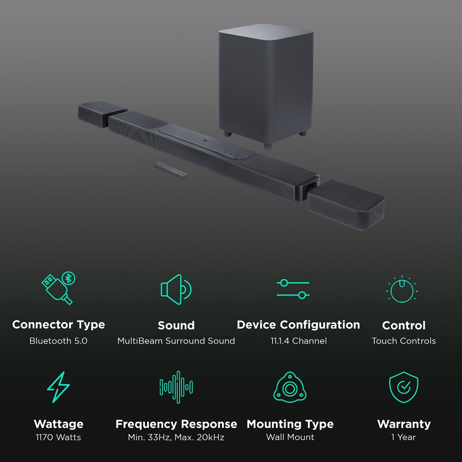 JBL BAR 1300 1170W Bluetooth Soundbar with Remote (Dolby Atmos, 15.1 Channel, Black)_2