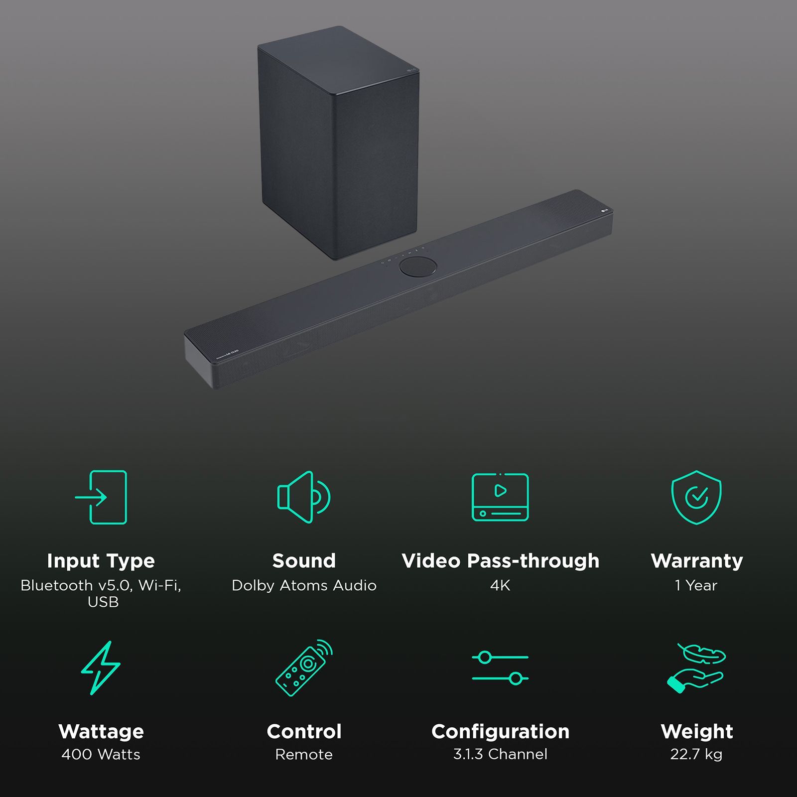 LG SC9S 400W Bluetooth Soundbar with Remote (Dolby Atmos, 3.1.2 Channel, Black)_2