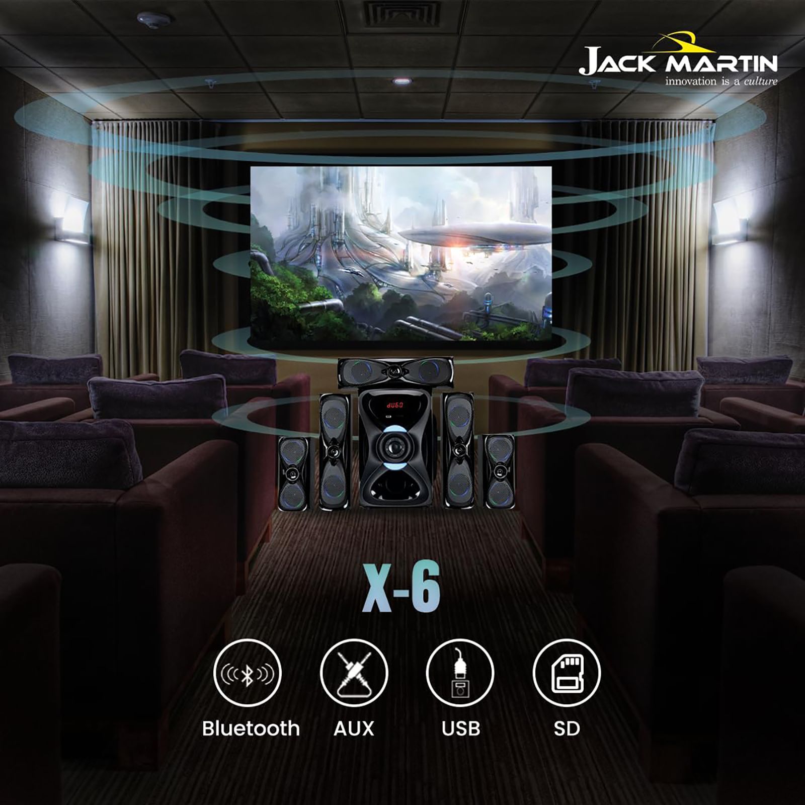Jack Martin JM_X6 190W Bluetooth Home Theatre with Remote (Heavy Bass Output, 5.1 Channel, Black) Jack Martin JM_X6 190W Bluetooth Home Theatre with Remote (Heavy Bass Output, 5.1 Channel, Black)_7