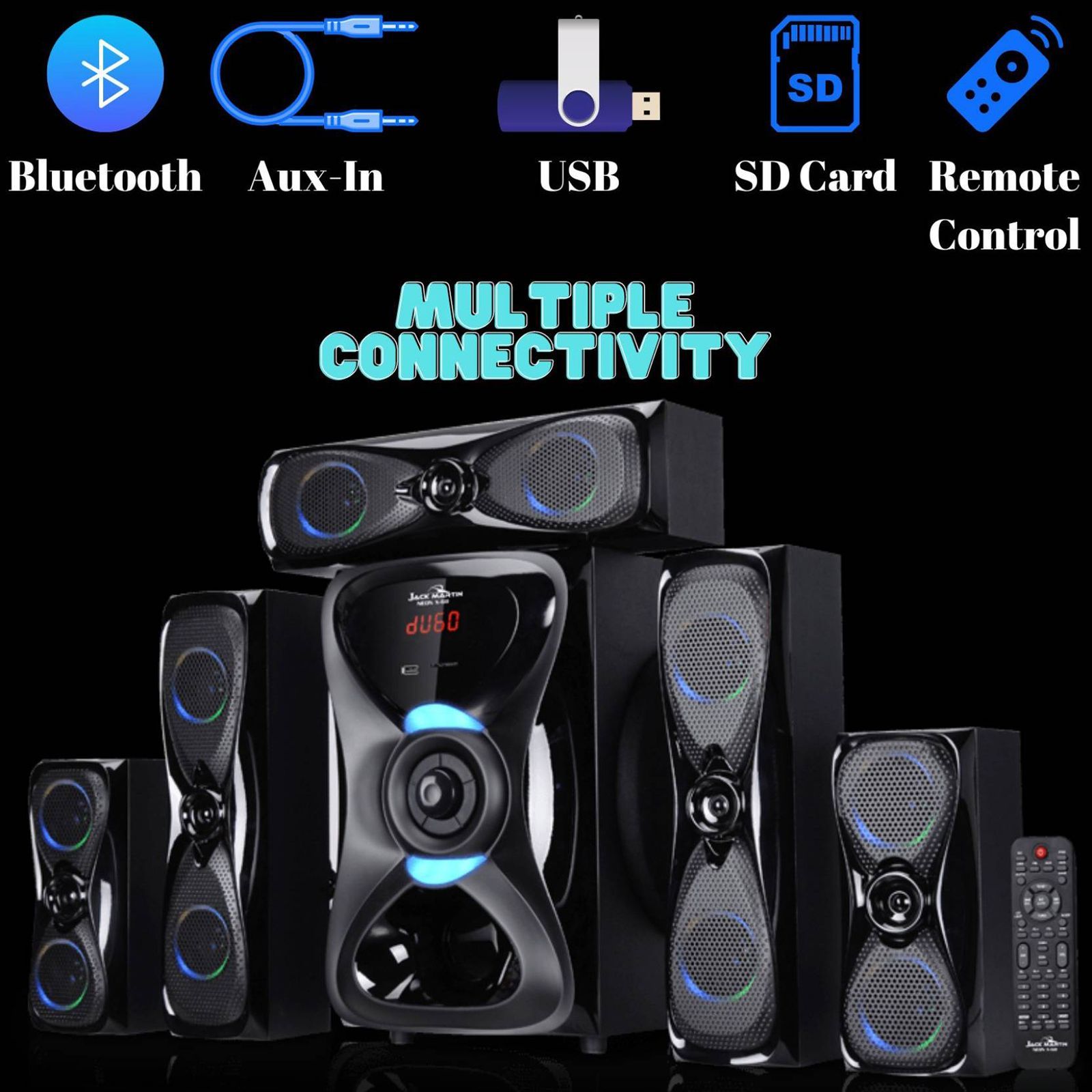 Jack Martin JM_X6 190W Bluetooth Home Theatre with Remote (Heavy Bass Output, 5.1 Channel, Black) Jack Martin JM_X6 190W Bluetooth Home Theatre with Remote (Heavy Bass Output, 5.1 Channel, Black)_10