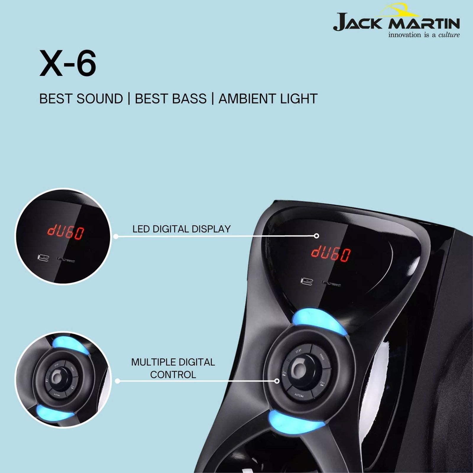 Jack Martin JM_X6 190W Bluetooth Home Theatre with Remote (Heavy Bass Output, 5.1 Channel, Black) Jack Martin JM_X6 190W Bluetooth Home Theatre with Remote (Heavy Bass Output, 5.1 Channel, Black)_5