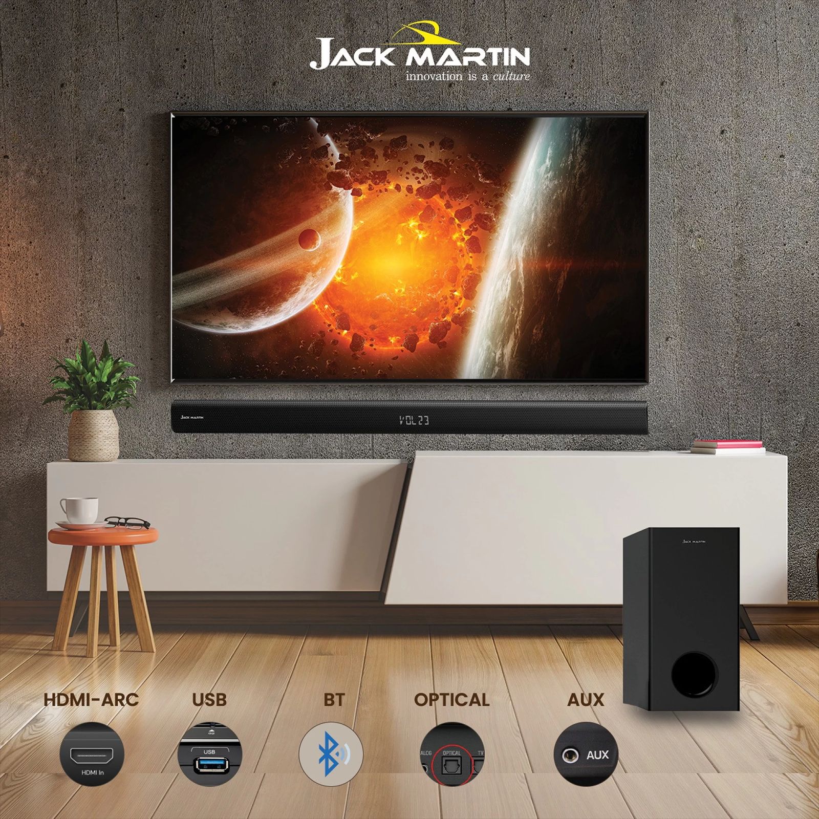 Jack Martin Cinebar 500 195W Bluetooth Soundbar with Remote (Dolby Digital, 5.1 Channel, Black) Jack Martin Cinebar 500 195W Bluetooth Soundbar with Remote (Dolby Digital, 5.1 Channel, Black)_9