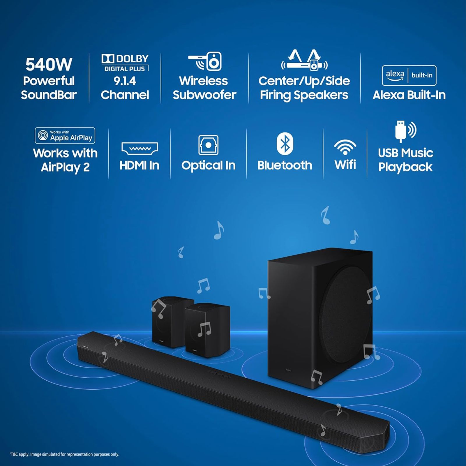 SAMSUNG HW-Q930C/XL 540W Bluetooth Soundbar with Remote (Dolby Digital, 9.1.4 Channel, Black) SAMSUNG HW-Q930C/XL 540W Bluetooth Soundbar with Remote (Dolby Digital, 9.1.4 Channel, Black)_8