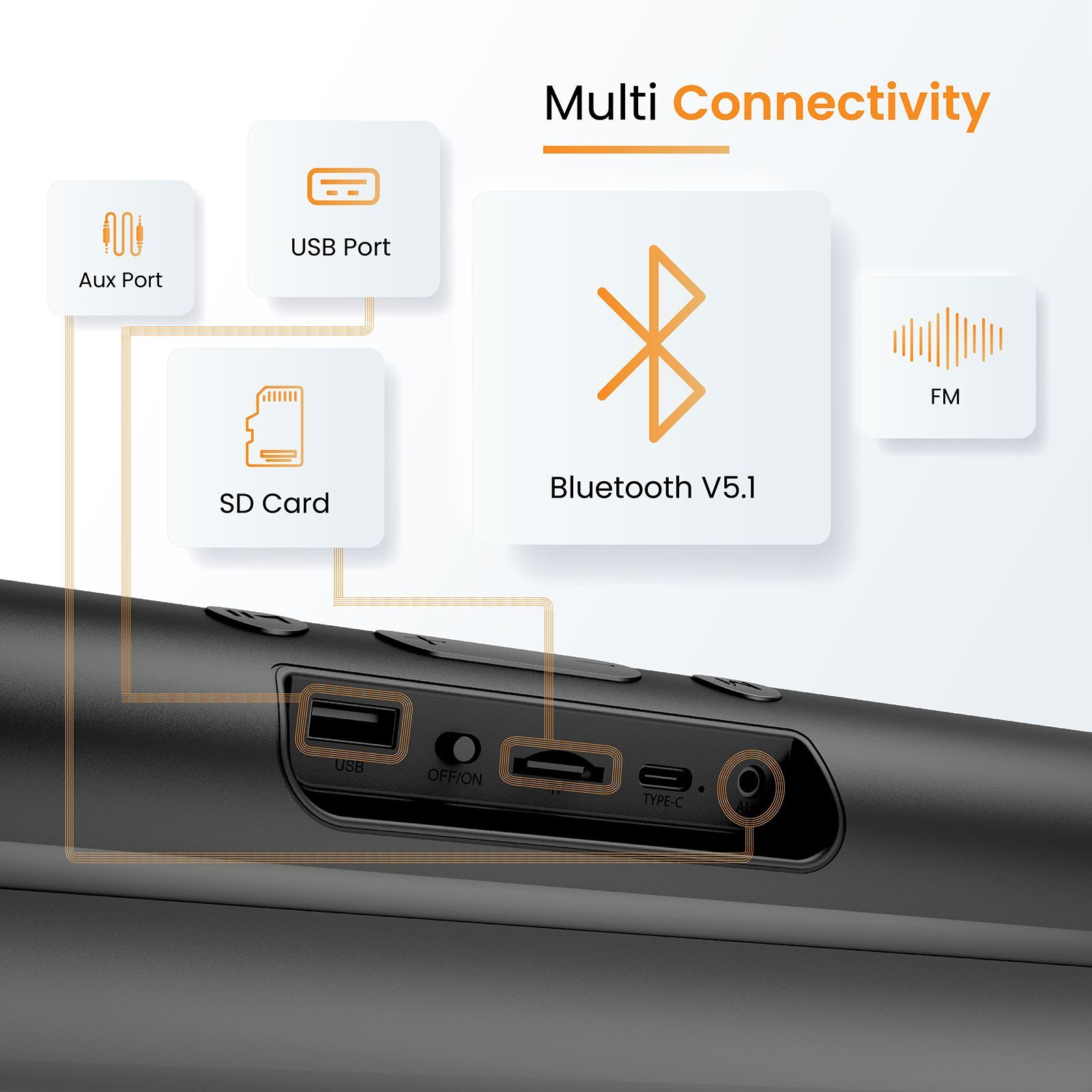 ambrane Evoke Beam 16 16W Bluetooth Soundbar (Crystal-Clear Sound, Stereo Channel, Black) ambrane Evoke Beam 16 16W Bluetooth Soundbar (Crystal-Clear Sound, Stereo Channel, Black)_8