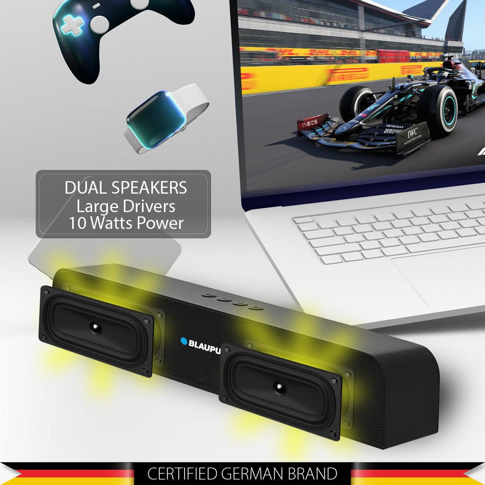 Blaupunkt SBA10 10W Bluetooth Soundbar (Deep Bass, Stereo Channel, Black)_7