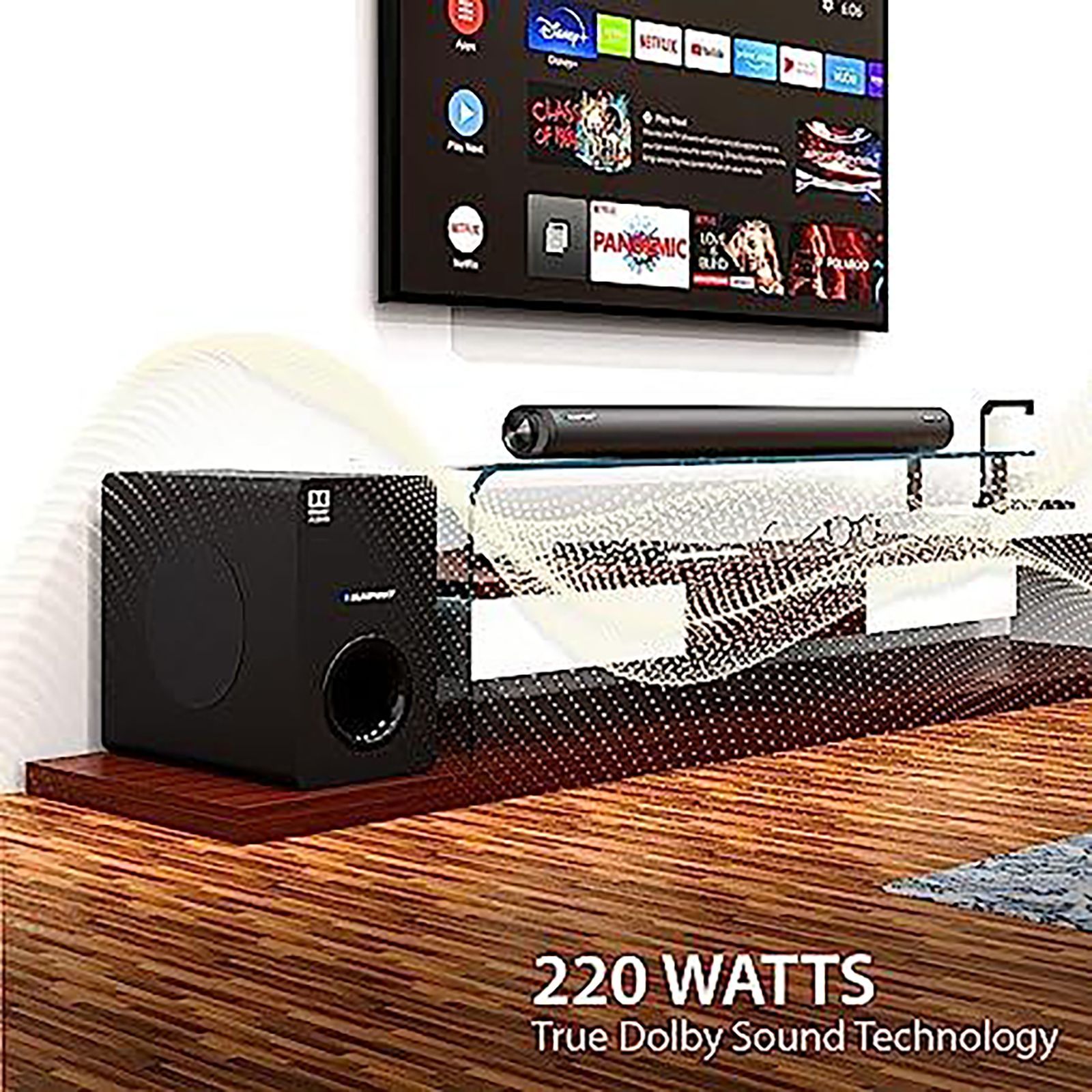 Blaupunkt SBWL100 220W Bluetooth Soundbar with Remote (Adaptive Sound Mode, 2.1 Channel, Black)_4