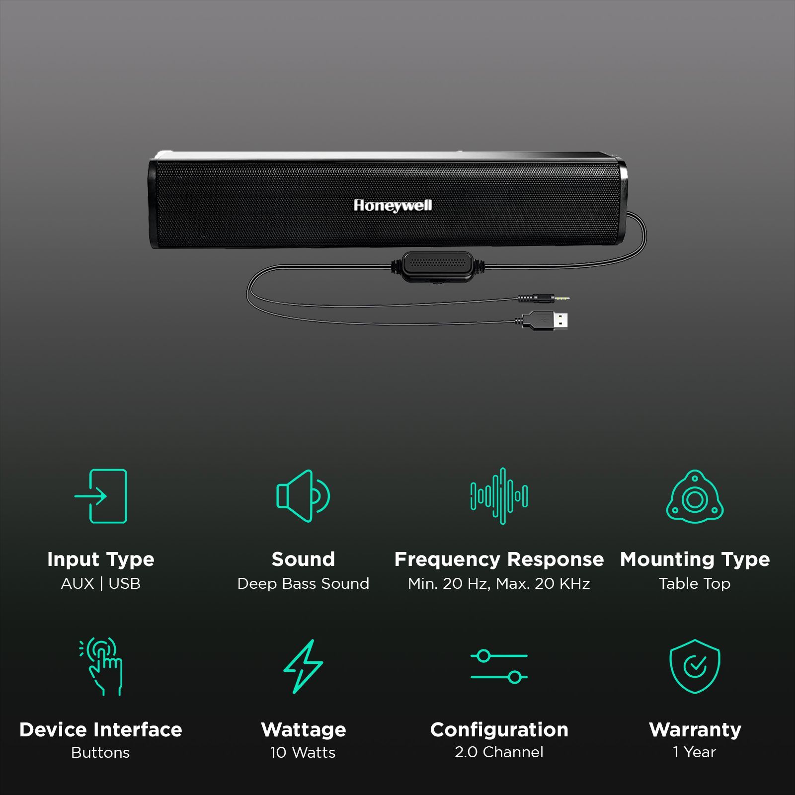 Honeywell Moxie V500 10W Soundbar (Deep Bass Sound, 2.0 Channel, Black) Honeywell Moxie V500 10W Soundbar (Deep Bass Sound, 2.0 Channel, Black)_2