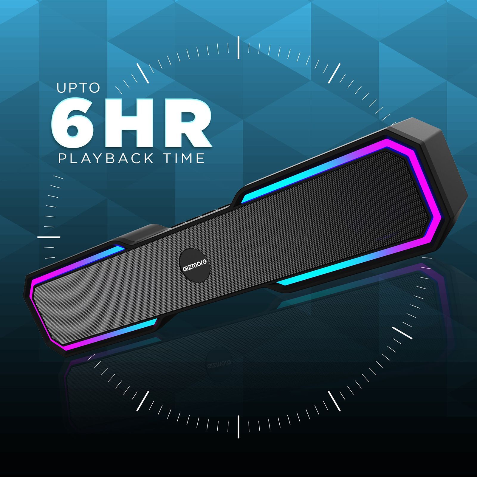 GIZmore Gizbar 1600 Rock 16W Bluetooth Soundbar (Quad Mode, Stereo Channel, Black)_7