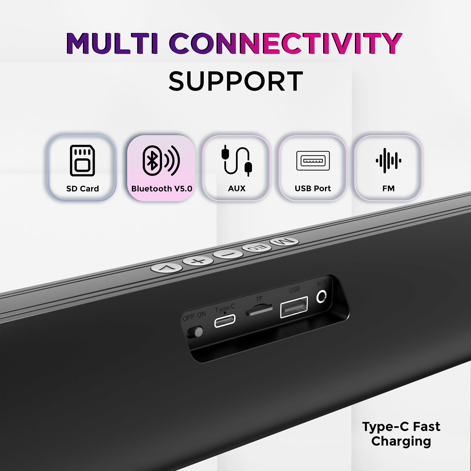 GIZmore Gizbar 2000 20W Bluetooth Soundbar (Equalizer Modes, Stereo Channel, Black)_6