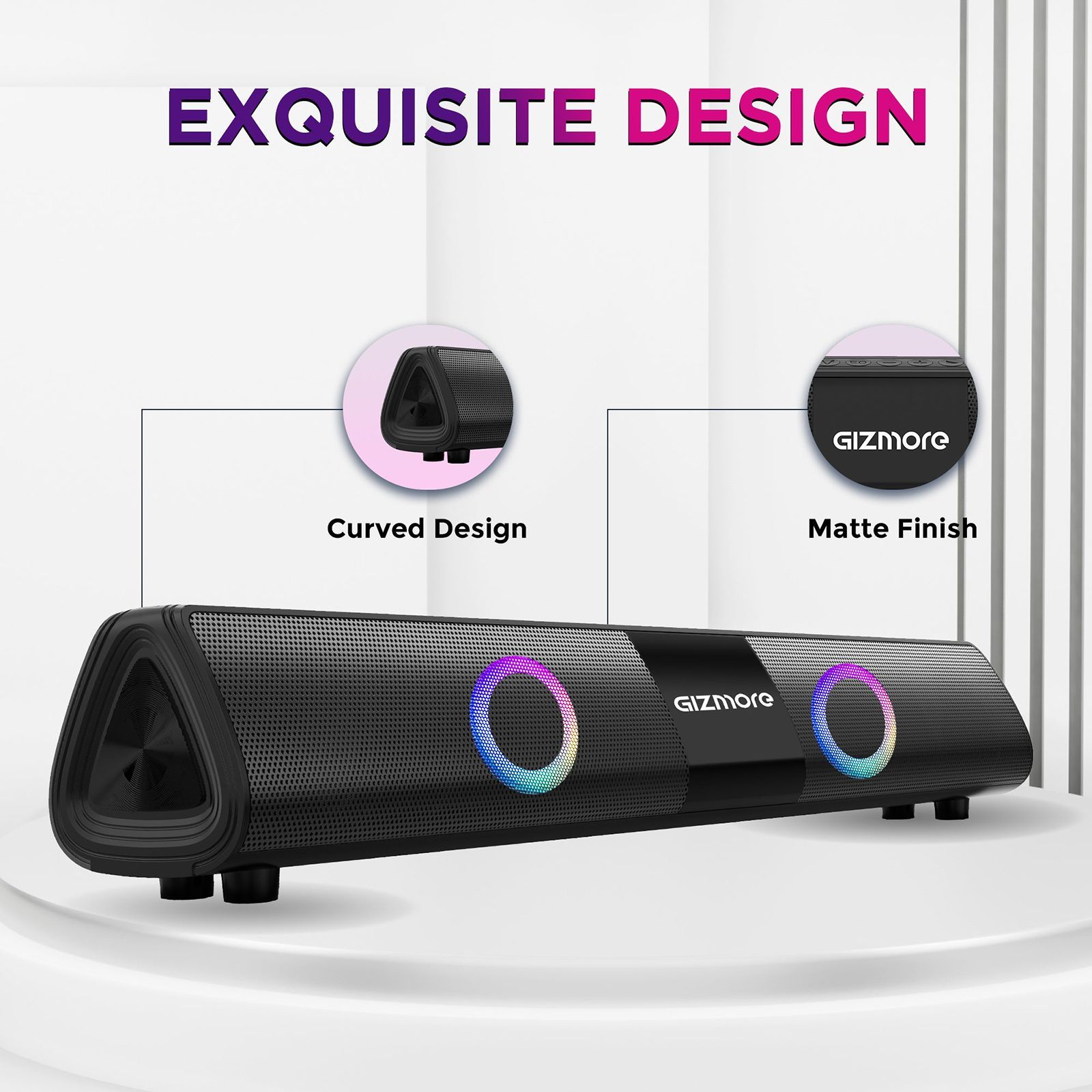 GIZmore Gizbar 2000 20W Bluetooth Soundbar (Equalizer Modes, Stereo Channel, Black)_8