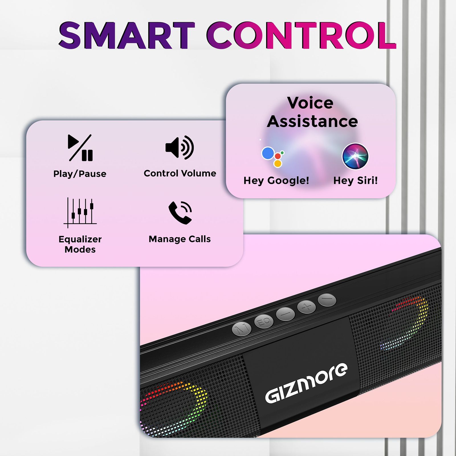 GIZmore Gizbar 2000 20W Bluetooth Soundbar (Equalizer Modes, Stereo Channel, Black)_3