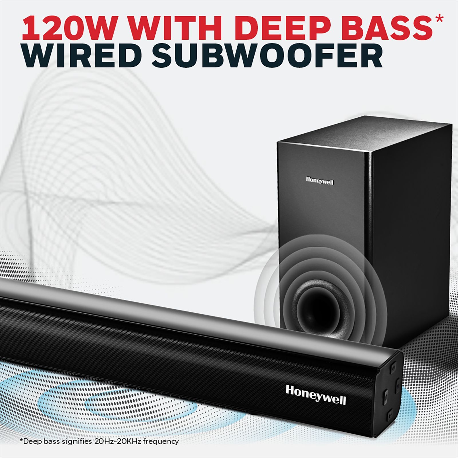 Honeywell TRUENO U2000 120W Bluetooth Soundbar with Remote (3 EQ Mode, 2.1 Channel, Black)_12