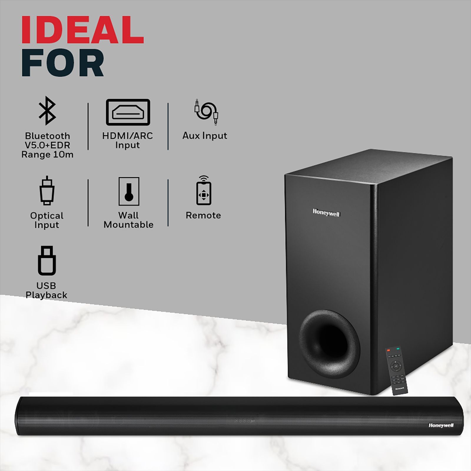 Honeywell TRUENO U3000 160W Bluetooth Soundbar with Remote (3 EQ Mode, 2.1 Channel, Black)_9