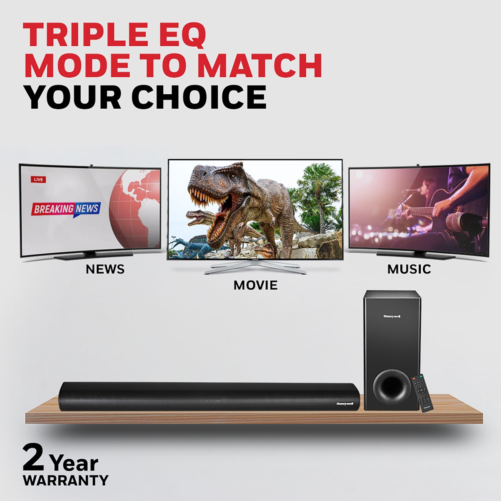 Honeywell TRUENO U3000 160W Bluetooth Soundbar with Remote (3 EQ Mode, 2.1 Channel, Black)_10