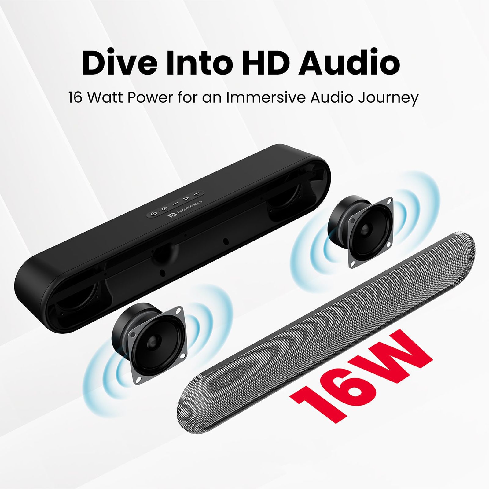 PORTRONICS DECIBEL 23 16W Bluetooth Soundbar (HD Stereo Sound, Black)_8