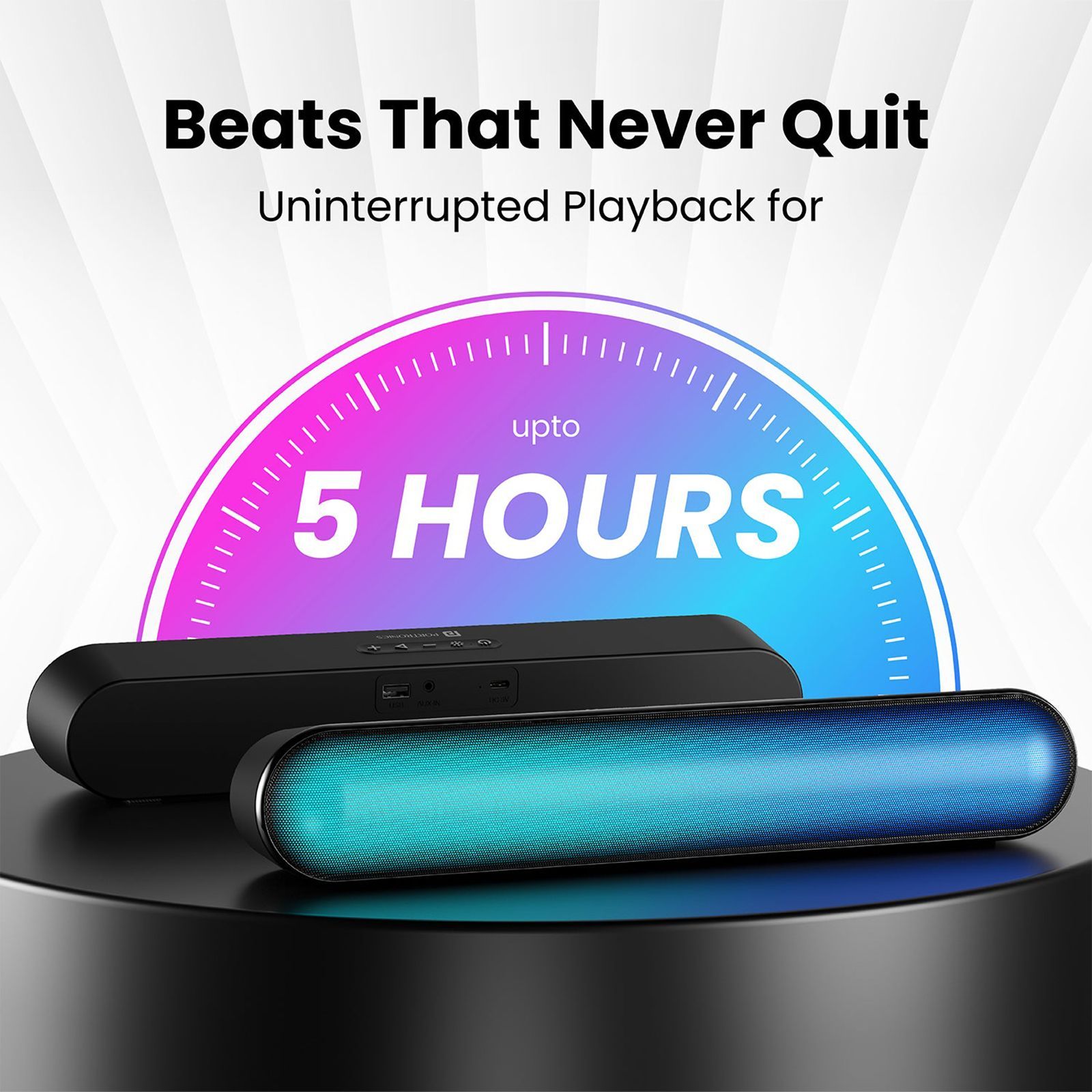 PORTRONICS DECIBEL 23 16W Bluetooth Soundbar (HD Stereo Sound, Black)_9