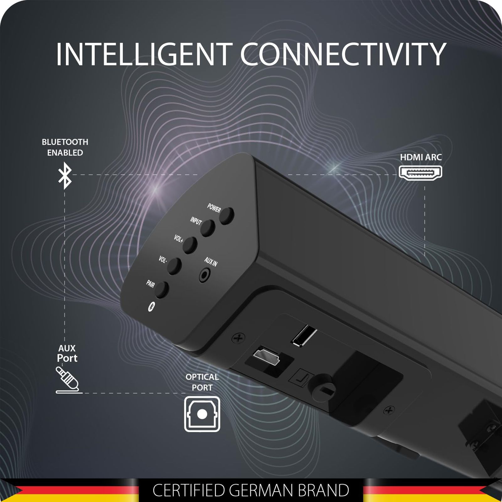 BLAUPUNKT SBA01 Rekurve 100W Bluetooth Soundbar with Remote (Dual Speaker Drivers, 2.1 Channel, Black) BLAUPUNKT SBA01 Rekurve 100W Bluetooth Soundbar with Remote (Dual Speaker Drivers, 2.1 Channel, Black)_5