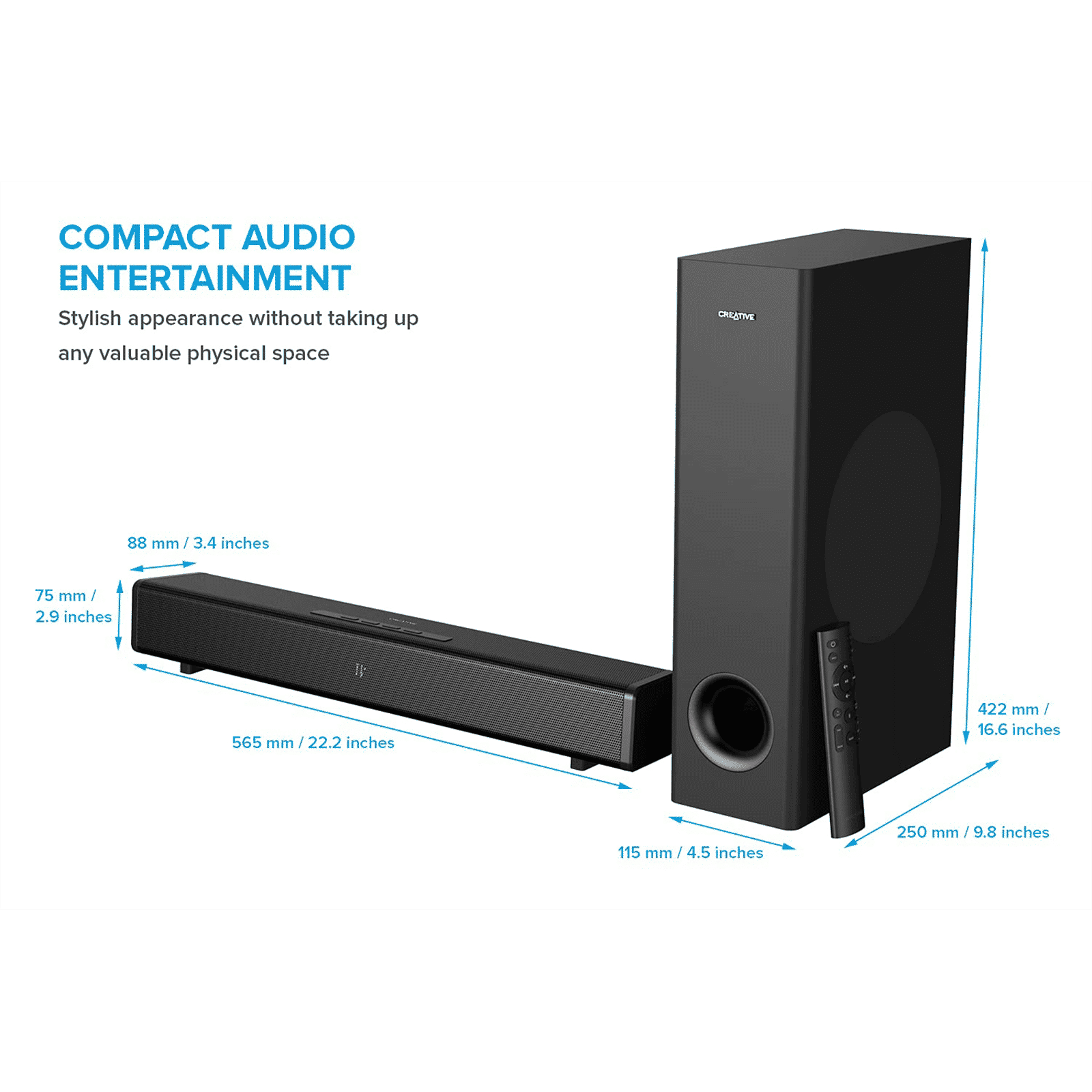 Creative Stage 360 240W Bluetooth Soundbar with Remote (Dolby Atmos, 2.1 Channel, Black)_8