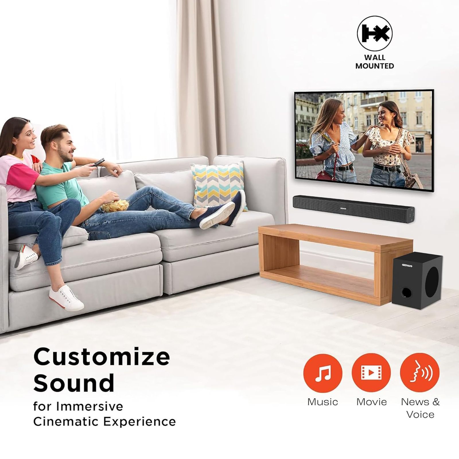 GIZmore BAR6000 60W Bluetooth Soundbar with Remote (360 Degree Surround Sound, 2.1 Channel, Black)_10