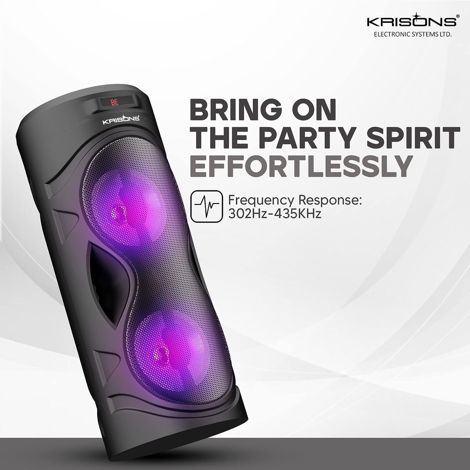 Krisons Cylender 40W Bluetooth Party Speaker with Mic (Flashing DJ Lights, 2.0 Channel, Black)_7