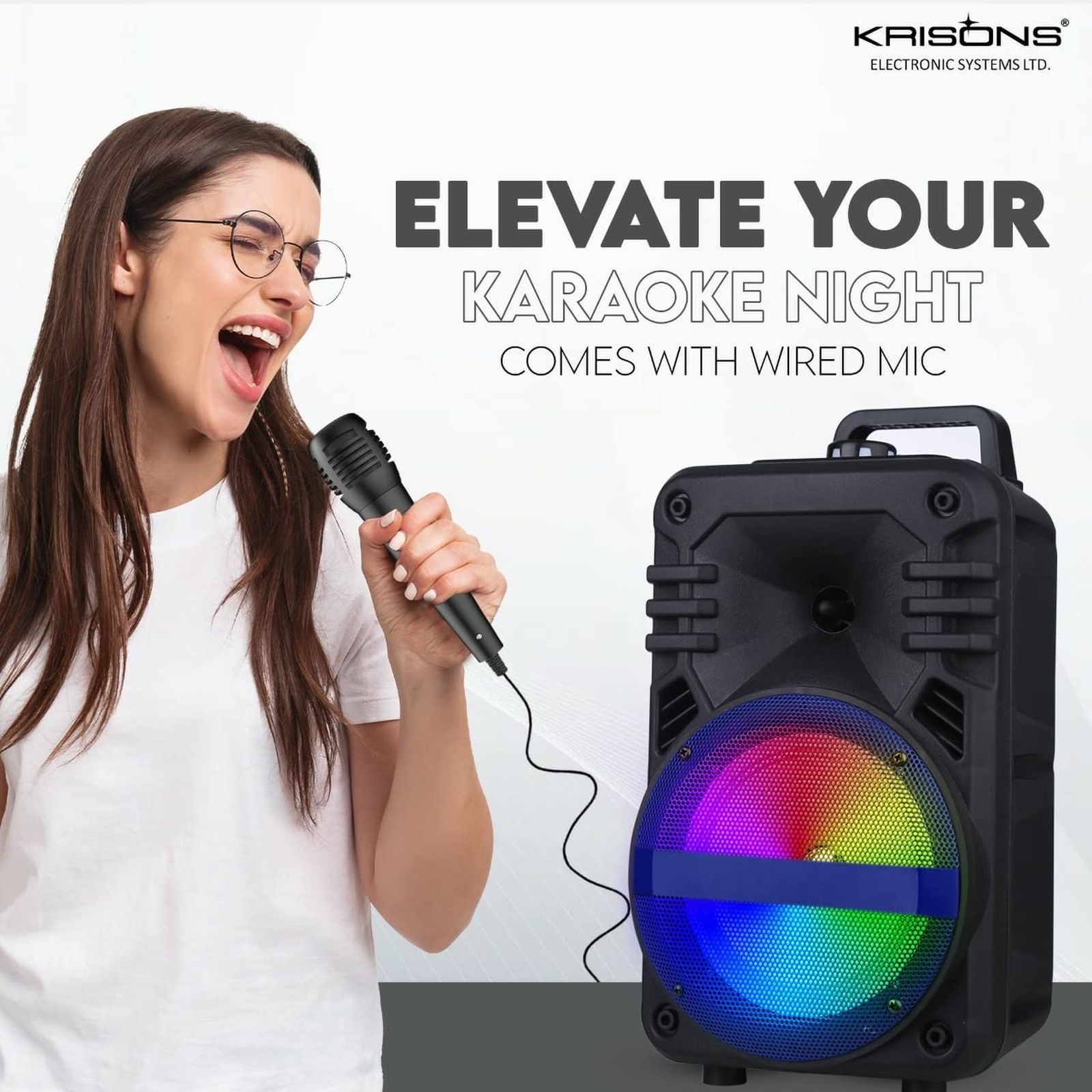 Krisons Buddy 30W Bluetooth Party Speaker with Mic (RGB Light, 1.0 Channel, Black)_6