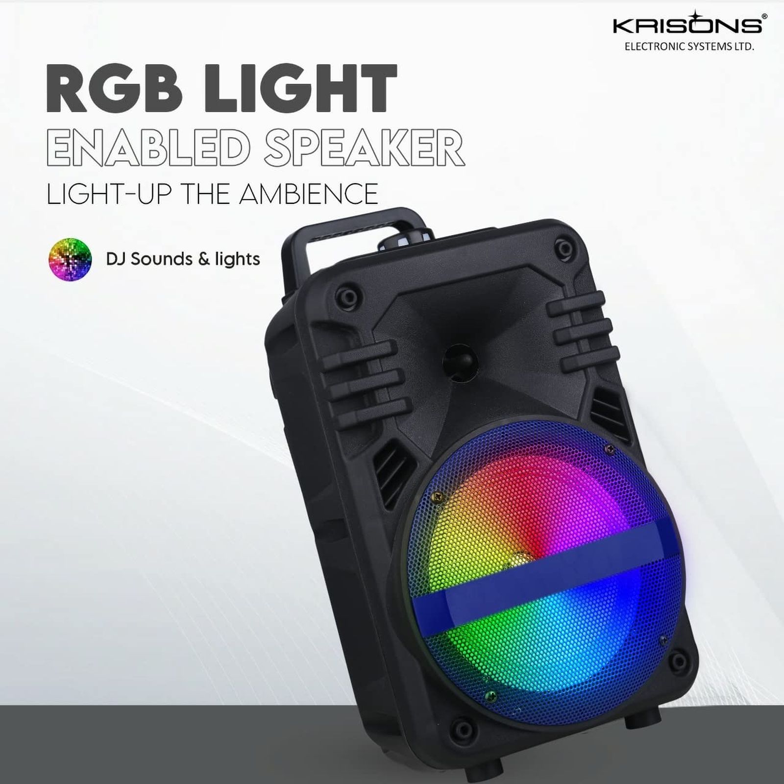 Krisons Buddy 30W Bluetooth Party Speaker with Mic (RGB Light, 1.0 Channel, Black)_3