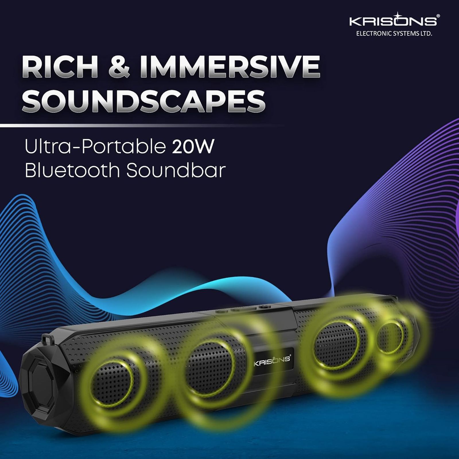 Krisons WonderBar 20W Bluetooth Soundbar (Deep Bass Audio, 5.0 Channel, Black) Krisons WonderBar 20W Bluetooth Soundbar (Deep Bass Audio, 5.0 Channel, Black)_8