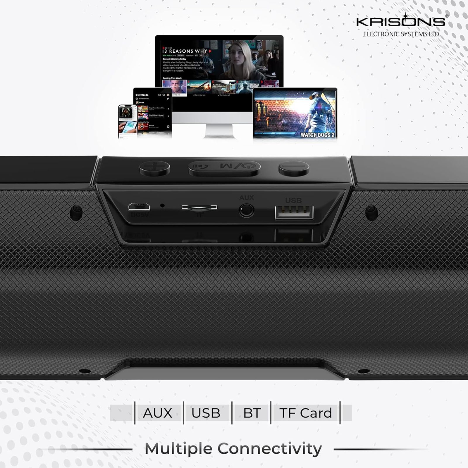 Krisons WonderBar 20W Bluetooth Soundbar (Deep Bass Audio, 5.0 Channel, Black) Krisons WonderBar 20W Bluetooth Soundbar (Deep Bass Audio, 5.0 Channel, Black)_4