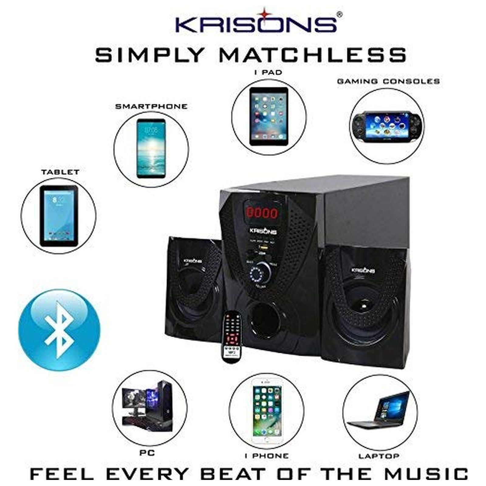 Krisons Nexon 30W Bluetooth Home Theatre with Remote (Extra Bass, 2.1 Channel, Black)_4