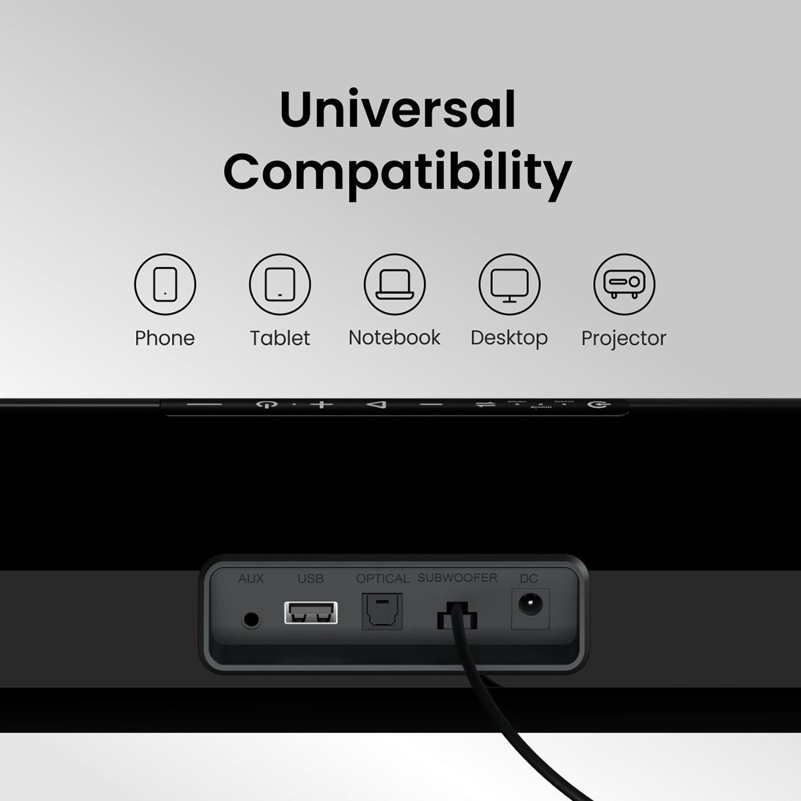 PORTRONICS Pure Sound Pro X1 100W Bluetooth Soundbar with Remote (3 EQ Modes, 2.1 Channel, Black)_8