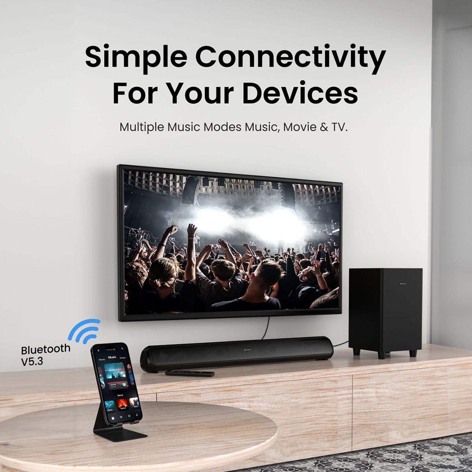 PORTRONICS Pure Sound Pro X1 100W Bluetooth Soundbar with Remote (3 EQ Modes, 2.1 Channel, Black)_10