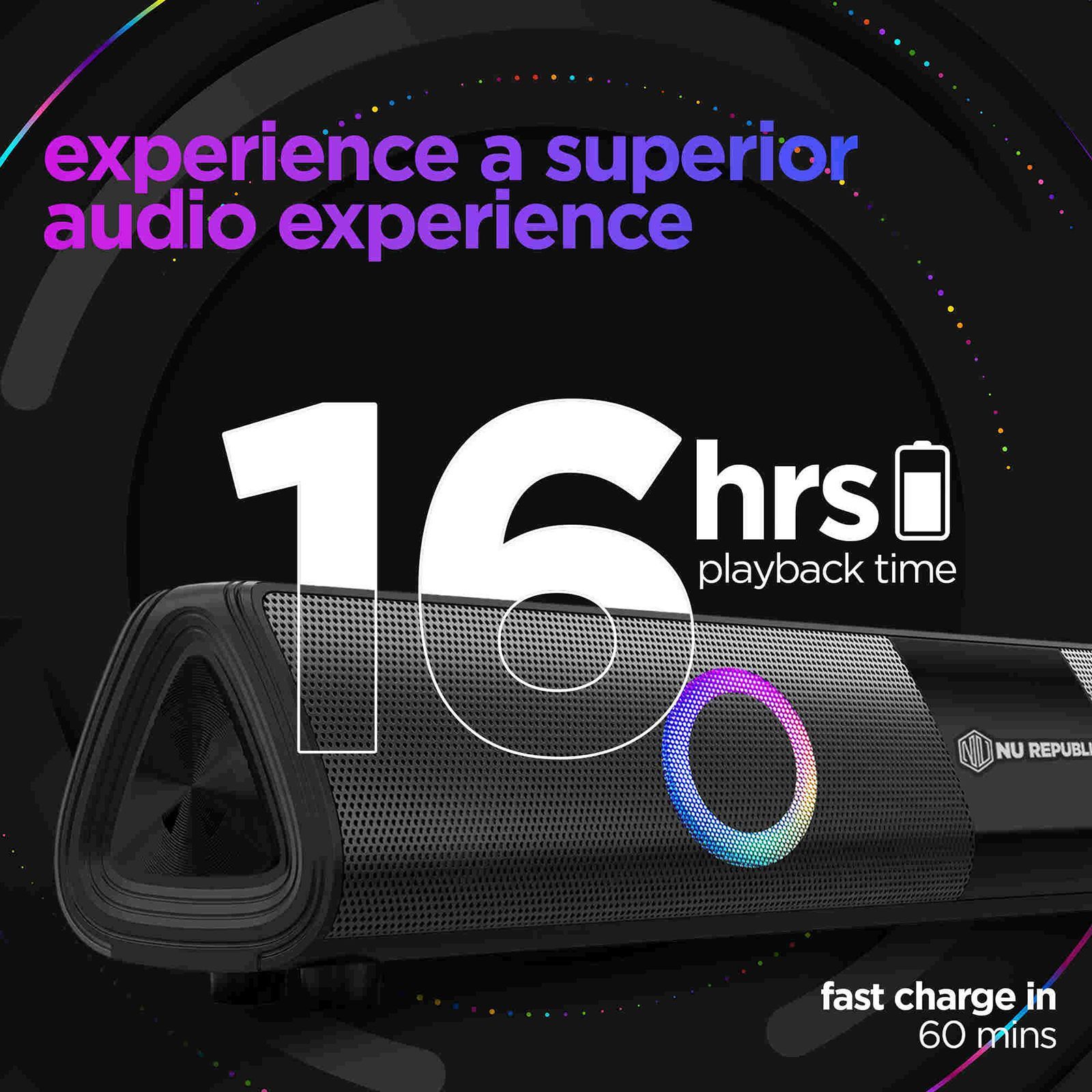 Nu Republic Party Box 20W Bluetooth Soundbar (360 Degree Surround Sound, 2.0 Channel, Black) Nu Republic Party Box 20W Bluetooth Soundbar (360 Degree Surround Sound, 2.0 Channel, Black)_8